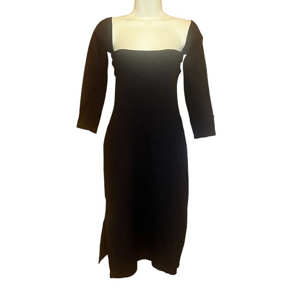 L'AGENCE Felicia Knit Off The Shoulder Dress in Black NWT Size Large - Picture 2 of 6